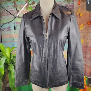 PEGABO vintage leather jacket, black